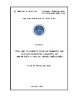 Tổng hợp và nghiên cứu hoạt tính sinh học một số kentone α, β- không no có cấu trúc tương tự trong thiên nhiên