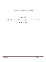 SÁNG KIẾN KINH NGHIỆM một số BIỆN PHÁP GIÁO dục lễ GIÁO CHO TRẺ 