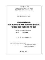 Nâng cao năng lực quản trị rủi ro tín dụng theo thông lệ quốc tế tại các ngân hàng thương mại Việt Nam