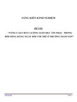 SÁNG KIẾN KINH NGHIỆM NÂNG CAO CHẤT LƯỢNG GIÁO dục âm NHẠC  TRONG  đời SỐNG HẰNG NGÀY đối với TRẺ ở TRƯỜNG mầm NON 