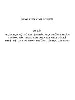 SÁNG KIẾN KINH NGHIỆM lựa CHỌN một số bài tập KHẮC PHỤC NHỮNG SAI lầm THƯỜNG mẳc TRONG GIAI đoạn bật NHẢY của kỹ THUẬT bật XA CHO KHỐI 4 TRƯỜNG TIỂU học cát LINH 