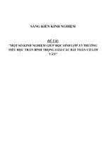 SÁNG KIẾN KINH NGHIỆM SKKN  một số KINH NGHIỆM GIÚP học SINH lớp 3 3 TRƯỜNG TIỂU học TRẦN BÌNH TRỌNG GIẢI các bài TOÁN có lời văn 