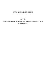 sáng kiến kinh nghiệm ỨNG DỤNG CÔNG NGHỆ THÔNG TIN vào GIẢNG dạy môn TOÁN lớp 3 a 