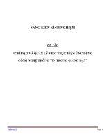 SÁNG KIẾN KINH NGHIỆM CHỈ đạo và QUẢN lý VIỆC THỰC HIỆN ỨNG DỤNG CÔNG NGHỆ THÔNG TIN TRONG GIẢNG dạy 