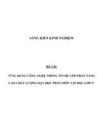 SÁNG KIẾN KINH NGHIỆM  ỨNG DỤNG CÔNG NGHỆ THÔNG TIN đề góp PHẦN NÂNG CAO CHẤT LƯỢNG dạy học PHÂN môn tập đọc lớp 5 