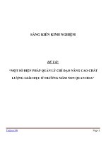 sáng kiến kinh nghiệm một số BIỆN PHÁP QUẢN lý CHỈ đạo NÂNG CAO CHẤT LƯỢNG GIÁO dục ở TRƯỜNG mầm NON QUAN HOA 