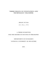 THREE ESSAYS ON INNOVATION AND TECHNOLOGY TRANSFER 