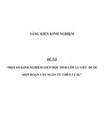 sáng kiến kinh nghiệm một số KINH NGHIỆM GIÚP học SINH lớp 2a VIẾT  được một đoạn văn NGẮN từ 3 đến 5 câu 