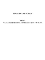 SÁNG KIẾN KINH NGHIỆM  NÂNG CAO CHẤT LƯỢNG CHO TRẺ LÀM QUEN với TOÁN 