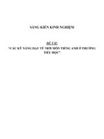 SÁNG KIẾN KINH NGHIỆM  các kỹ NĂNG dạy từ mới môn TIẾNG ANH ở TRƯỜNG TIỂU học 