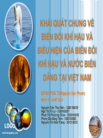 KHÁI QUÁT CHUNG về BIẾN đổi KHÍ hậu và BIỂU HIỆN của BIẾN đổi KHÍ hậu và nước BIỂN DÂNG tại VIỆT NAM 