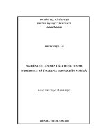 Nghiên cứu lên men các chủng vi sinh probiotics và ứng dụng trong chăn nuôi gà