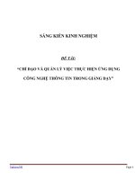 sáng kiến kinh nghiệm CHỈ đạo và QUẢN lý VIỆC THỰC HIỆN ỨNG DỤNG CÔNG NGHỆ THÔNG TIN TRONG GIẢNG dạy 
