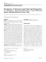Development of vorinostat loaded solid lipid nanoparticles to enhance pharmacokinetics and efficacy against multidrug resistant cancer cells