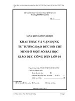 skkn khai thác và vận dụng tư tưởng đạo đức hồ chí minh ở một số bài học GDCD lớp 10 