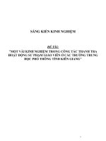 SKKN một vài kinh nghiệm trong công tác thanh tra hoạt động sư phạm giáo viên ở các trường trung học phổ thông tỉnh kiên giang 