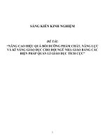 SKKN nâng cao hiệu quả bồi dưỡng phẩm chất, năng lực và kĩ năng giáo dục cho đội ngũ nhà giáo bằng các biện pháp quản lí giáo dục tích cực 