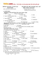 Đề thi học kỳ 1 môn Tiếng Anh lớp 7 Chương trình mới năm học 2016 - 2017 có đáp án