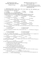 Đề thi giữa học kỳ 1 môn Tiếng Anh lớp 10 THÍ ĐIỂM trường THPT Hàn Thuyên, Bắc Ninh năm học 2016 - 2017 có đáp án