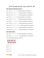 Đề thi Violympic Toán lớp 1 vòng 11 năm 2016 - 2017