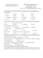 Đề thi giữa học kỳ 1 môn Tiếng Anh lớp 10 trường THPT Hàn Thuyên, Bắc Ninh năm học 2016 - 2017 có đáp án