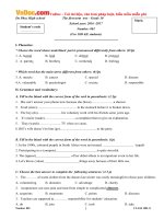 Đề thi học kỳ 1 môn tiếng Anh lớp 10 (Chương trình MỚI) trường THPT Đa Phúc, Hà Nội năm học 2016 - 2017 có đáp án