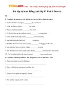 Bài tập tự luận Tiếng Anh lớp 12 Unit 9: Deserts