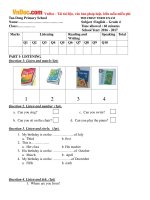 Bộ đề thi học kỳ 1 môn Tiếng Anh lớp 4 năm học 2016 - 2017 có đáp án