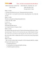 Đề thi học kì 1 môn Hóa học lớp 9 Phòng GD&ĐT Châu Thành, Bến Tre năm học 2016 - 2017