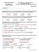 Đề thi học kỳ 1 môn tiếng Anh lớp 12 trường THPT Nguyễn Du, TP Hồ Chí Minh năm học 2016 - 2017 có đáp án