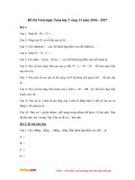 Đề thi Violympic Toán lớp 2 vòng 11 năm 2016 - 2017
