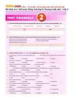 Đề kiểm tra 1 tiết môn Tiếng Anh lớp 8 Chương trình mới - Lần 2