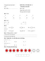 Đề kiểm tra cuối học kì 1 môn Toán lớp 1 năm học 2014 - 2015 trường Tiểu học Đại Lãnh 2, Khánh Hòa