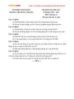 Đề thi học kì 1 môn Sinh học lớp 11 trường THPT Đoàn Thượng, Hải Dương năm học 2016 - 2017