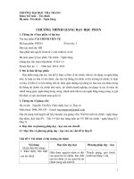 CHƯƠNG TRÌNH GIẢNG DẠY HỌC PHẦN TÀI CHÍNH TIỀN TỆ