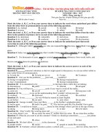 Đề thi học kỳ 1 môn tiếng Anh lớp 12 trường THPT Hàn Thuyên, Bắc Ninh năm học 2016 - 2017 có đáp án