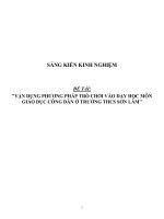 Sáng kiến kinh nghiệm SKKN vận dụng phương pháp trò chơi vào dạy học môn GDCD tại trường THCS sơn lâm 