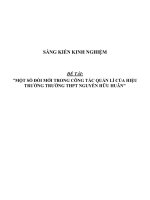 Sáng kiến kinh nghiệm SKKN một số đổi mới trong công tác quản lí của hiệu trưởng trường THPT nguyễn hữu huân 