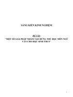 Sáng kiến kinh nghiệm SKKN một số giải pháp nhằm tạo hứng thú học môn ngữ văn cho học sinh THCS 