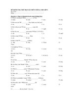 de kiem tra ky 1 tieng anh lop 3