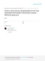Ethics And Social Responsibility In The Nigerian Insurance Industry A Multi-Methods Approach