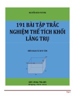 191 bài tập trắc nghiệm thể tích khối lăng trụ   Nguyễn Bảo Vương
