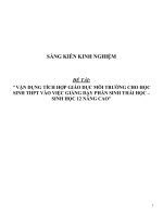 Sáng kiến kinh nghiệm SKKN vận dụng tích hợp giáo dục môi trường cho học sinh THPT vào việc giảng dạy phần sinh thái học – sinh học 12 nâng cao 