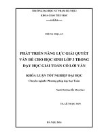 Phát triển năng lực giải quyết vấn đề cho học sinh lớp 3 trong dạy học giải toán có lời văn 