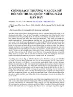 CHÍNH SÁCH THƯƠNG MẠI CỦA MỸ ĐỐI VỚI TRUNG QUỐC NHỮNG NĂM GẦN ĐÂY