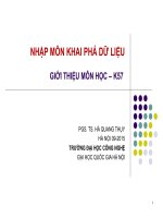Bài Giảng Môn Khai Phá Dữ Liệu