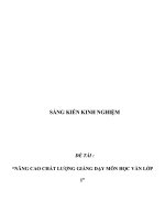 Sáng kiến kinh nghiệm về một số phương pháp nhằm nâng cao chất lượng học tập của học sinh lớp 1 