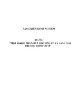 Sáng kiến kinh nghiệm SKKN một số phương pháp giải phương trình có ẩn dưới dấu căn ở đại số lớp 10 