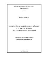 Nghiên cứu sơ bộ thành phần hóa học cây thuốc thượng phaeanthus vietnamensis ban 