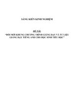 Sáng kiến kinh nghiệm SKKN đổi mới khung chương trình giảng dạy và tư liệu giảng dạy tiếng anh cho học sinh tiểu học 